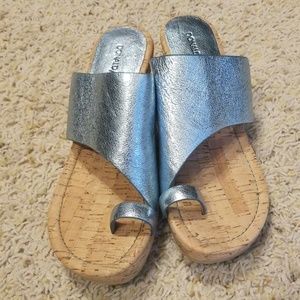 New Donald Plinger metallic blue sandals